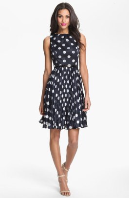 Adrianna  Papell Burnout Polka Dot Fit & Flare Dress - Nordstrom - $178